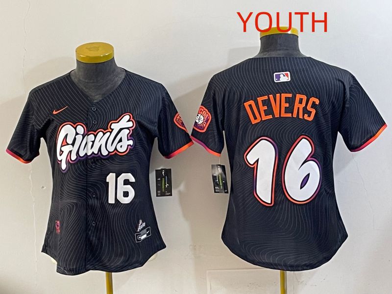 Youth 2025 San Francisco Giants #16 Devers Black Joint Name Nike MLB Jersey style 08->st.louis cardinals->MLB Jersey